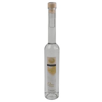 Eine 350 Milliliter Glasflasche Quittenbrand