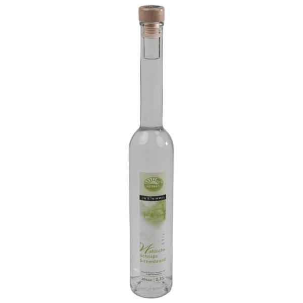 Eine 350 Milliliter Glasflasche Wahlscher Schnapsbirnenbrand 