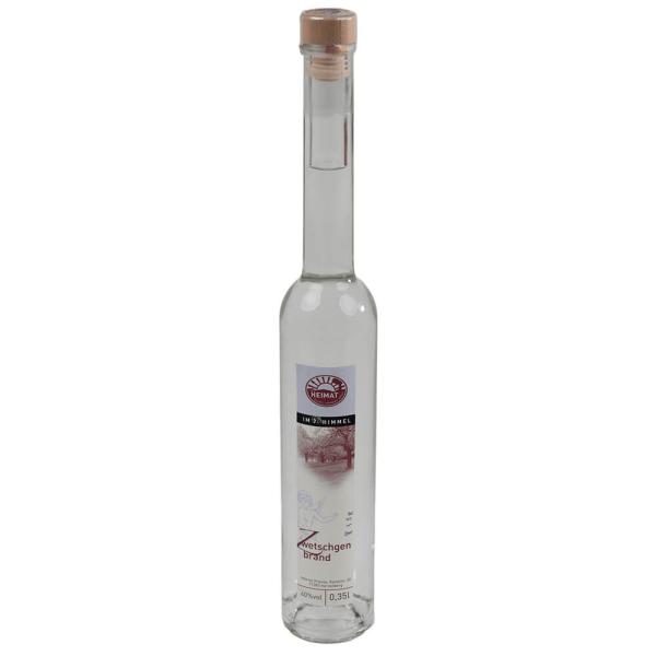 Eine 350 Milliliter Glasflasche  Zwetschgenbrand 