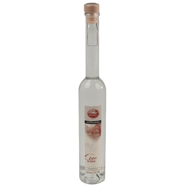 Eine 350 Milliliter Glasflasche Apfelbrand